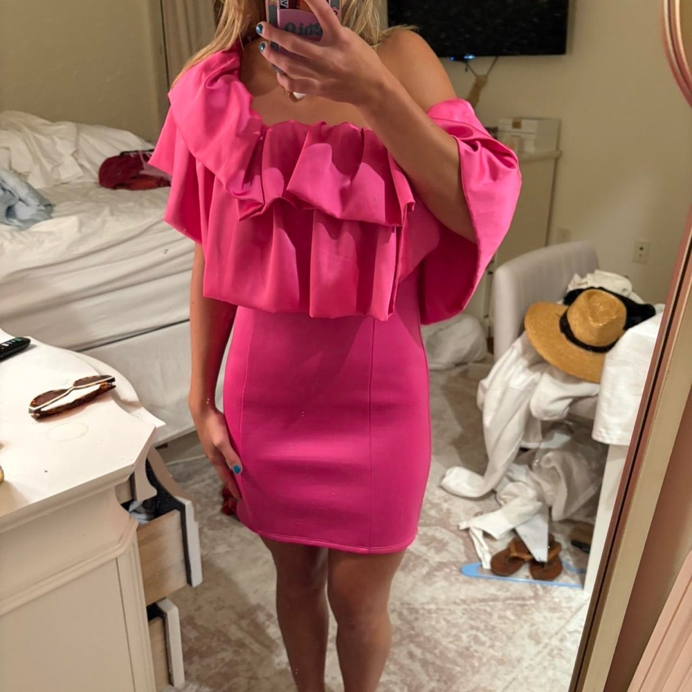 ASOS One Shoulder Pink Dress - Picture 2 of 3